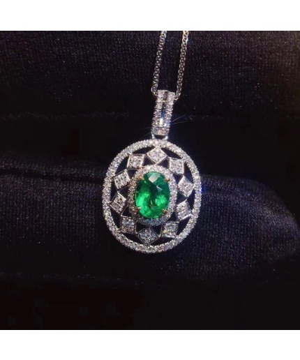 Natural Emerald Pendant, Engagement Pendent, Emerald Silver Pendent, Woman Pendant, Pendant Necklace, Luxury Pendent, Oval Cut Stone Pendent | Save 33% - Rajasthan Living 3