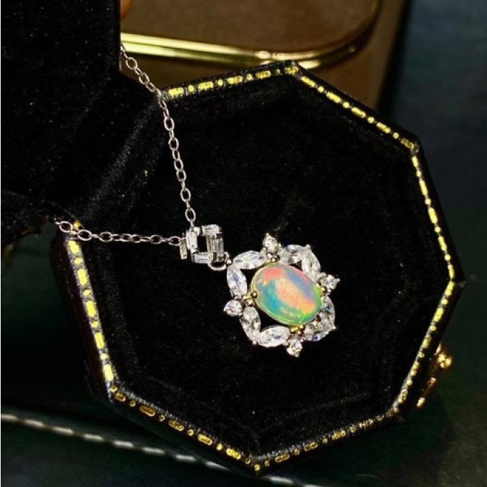 Natural Fire Opal Jewelry Set, Engagement Ring, Opal Jewellery Set,Woman Pendant, Opal Necklace, Luxury Pendent, Oval Cut Stone Pendent | Save 33% - Rajasthan Living 10