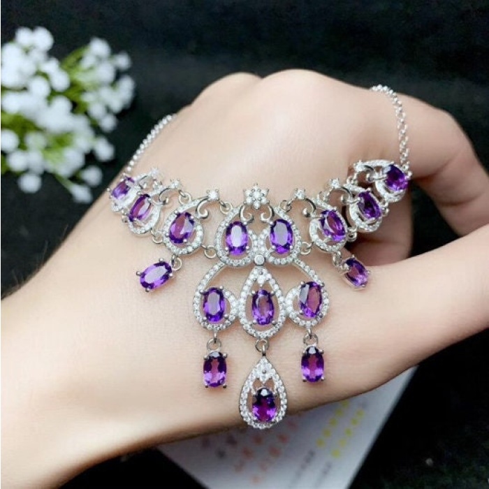 Amethyst Pendant, Engagement Pendent, Silver Amethyst Pendent, Woman Pendant, Pendant Necklace, Luxury Pendent, Oval Cut Stone Pendent | Save 33% - Rajasthan Living 10