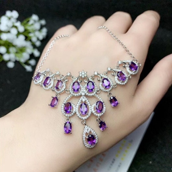 Amethyst Pendant, Engagement Pendent, Silver Amethyst Pendent, Woman Pendant, Pendant Necklace, Luxury Pendent, Oval Cut Stone Pendent | Save 33% - Rajasthan Living 8