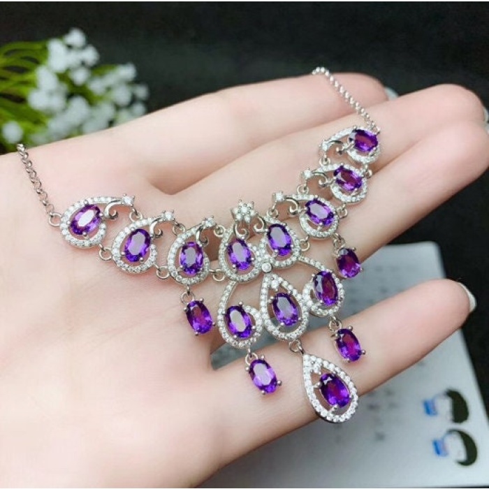 Amethyst Pendant, Engagement Pendent, Silver Amethyst Pendent, Woman Pendant, Pendant Necklace, Luxury Pendent, Oval Cut Stone Pendent | Save 33% - Rajasthan Living 6
