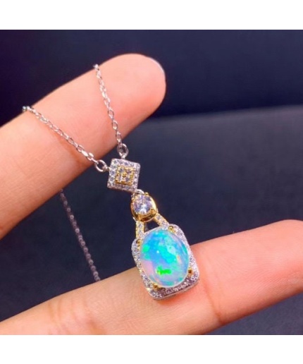 Natural Fire Opal Pendant, Engagement Pendent, Fire Opal Silver Pendent, Woman Pendant, Pendant Necklace, Luxury Pendent, Oval Pendent | Save 33% - Rajasthan Living