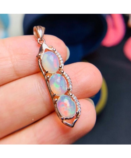 Natural Fire Opal Pendant, Engagement Pendent, Fire Opal Silver Pendent, Woman Pendant, Pendant Necklace, Luxury Pendent, Oval Pendent | Save 33% - Rajasthan Living