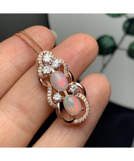Natural Fire Opal Pendant, Engagement Pendent, Fire Opal Silver Pendent, Woman Pendant, Pendant Necklace, Luxury Pendent, Oval Pendent | Save 33% - Rajasthan Living 3