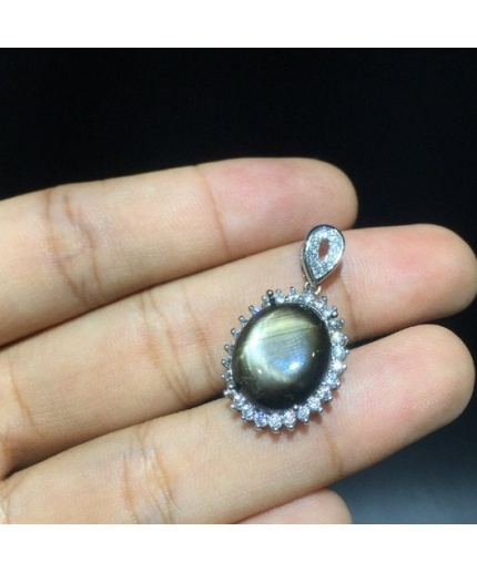 Star Sapphire Pendant, Engagement Pendent, Sapphire Silver Pendent, Woman Pendant, Luxury Pendent, Oval Cabochon Pendent | Save 33% - Rajasthan Living 3