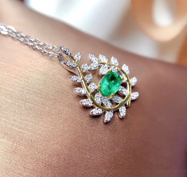 Natural Emerald Pendant, Engagement Pendent, Emerald Silver Pendent, Woman Pendant, Pendant Necklace, Luxury Pendent, Oval Cut Stone Pendent | Save 33% - Rajasthan Living 12