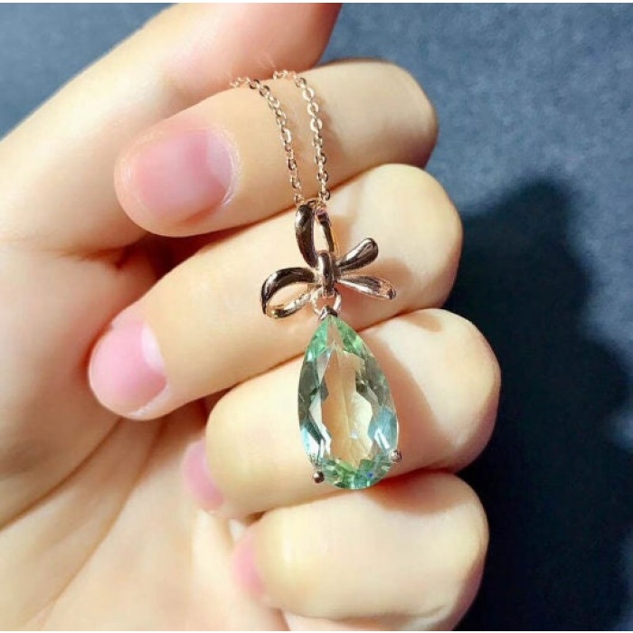 Green Amethyst Pendant, Engagement Pendent, Silver Amethyst Pendent, Woman Pendant, Pendant Necklace, Luxury Pendent, Pear Cut Stone Pendent | Save 33% - Rajasthan Living 8