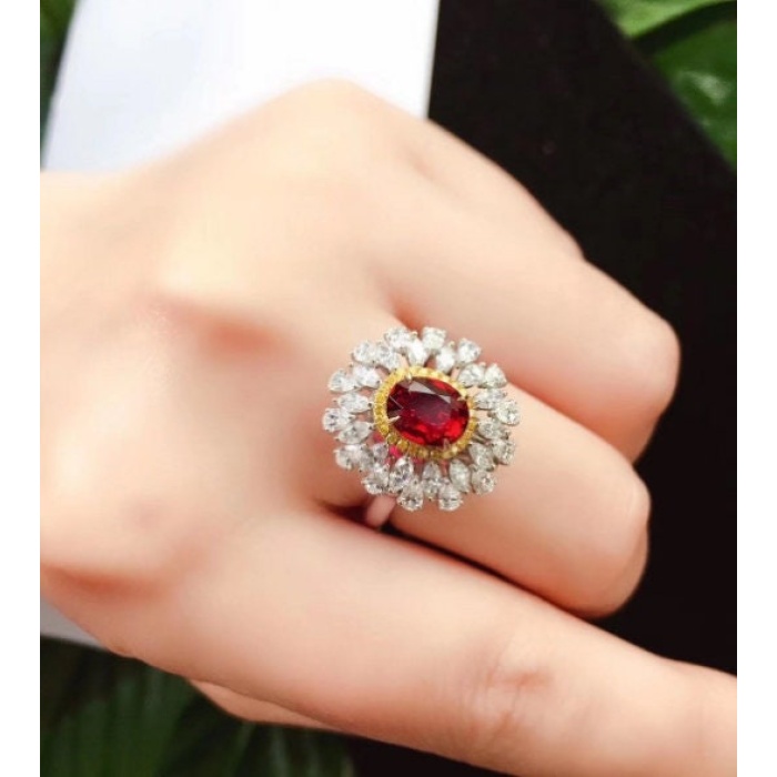 Natural Ruby Ring,925 Sterling Silver,Engagement Ring, Wedding Ring, Luxury Ring, Ring/Band, Ruby Pendant, Ruby Jewelry Set, Round Cut Ring | Save 33% - Rajasthan Living 9