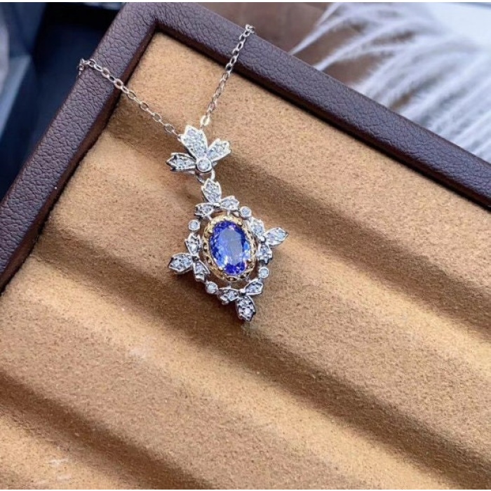 Natural Tanzanite Pendant, Engagement Pendent, Tanzanite Silver Pendent, Woman Pendant, Pendant Necklace, Luxury Pendent, Oval Cut Pendent | Save 33% - Rajasthan Living 7