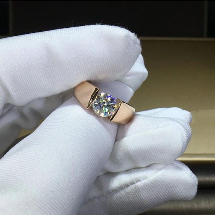 Moissanite Ring, 18k Gold, Moissanite Ring, Engagement Ring, Wedding Ring, Men Ring, Luxury Ring, Ring/Band, Round Cut Ring | Save 33% - Rajasthan Living 7