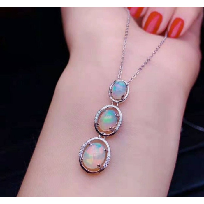 Natural Fire Opal Pendant, Engagement Pendent, Fire Opal Silver Pendent, Woman Pendant, Pendant Necklace, Luxury Pendent, Oval Cut Pendent | Save 33% - Rajasthan Living 11