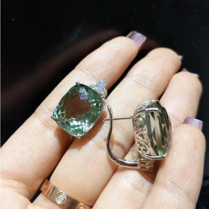 Natural Green Amethyst Jewelry Set, Engagement Ring, Green Amethyst Jewellery Set, Woman Pendant, Luxury Pendent, Cushion Cut Stone Pendent | Save 33% - Rajasthan Living 7