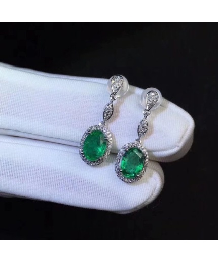 Natural Emerald Drop Earrings, 925 Sterling Silver, Emerald Drop Earrings, Emerald Silver Earrings, Luxury Earrings, Oval Cut Stone Earrings | Save 33% - Rajasthan Living 3