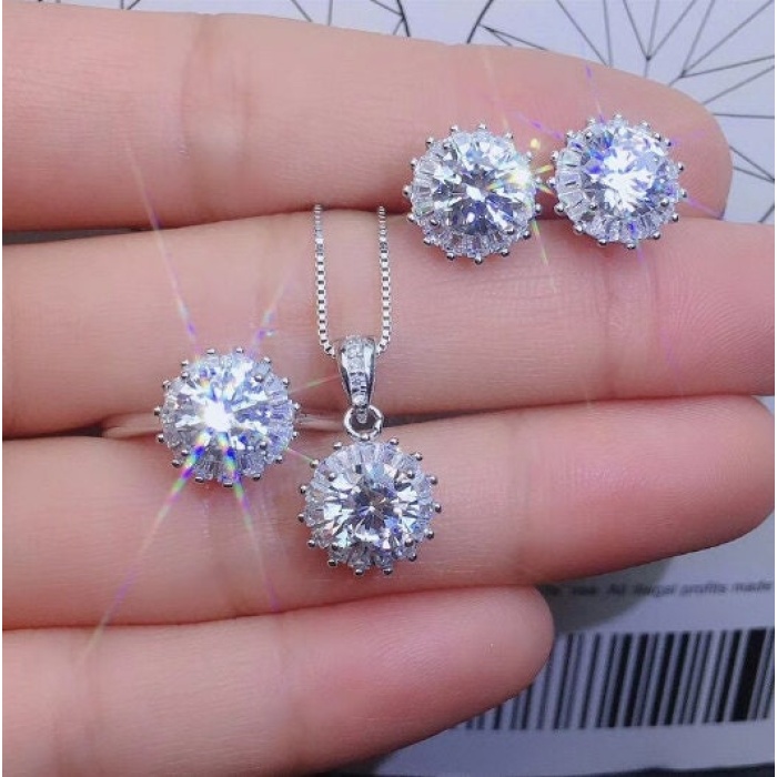 Natural Moissanite Jewelry Set, Engagement Ring, Moissanite Jewelry, Women Pendant, Moissanite Necklace, Luxury Pendant, Round Cut Stone | Save 33% - Rajasthan Living 9