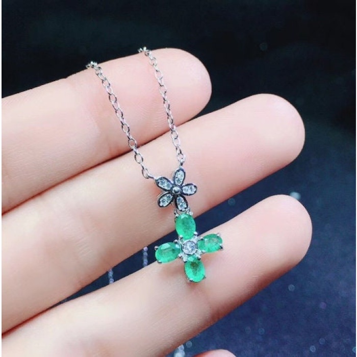 Natural Emerald Jewelry Set, Engagement Ring, Emerald Silver Pendent, Woman Ring, Pendant Necklace, Luxury Pendent, Oval Cut Stone Pendent | Save 33% - Rajasthan Living 8
