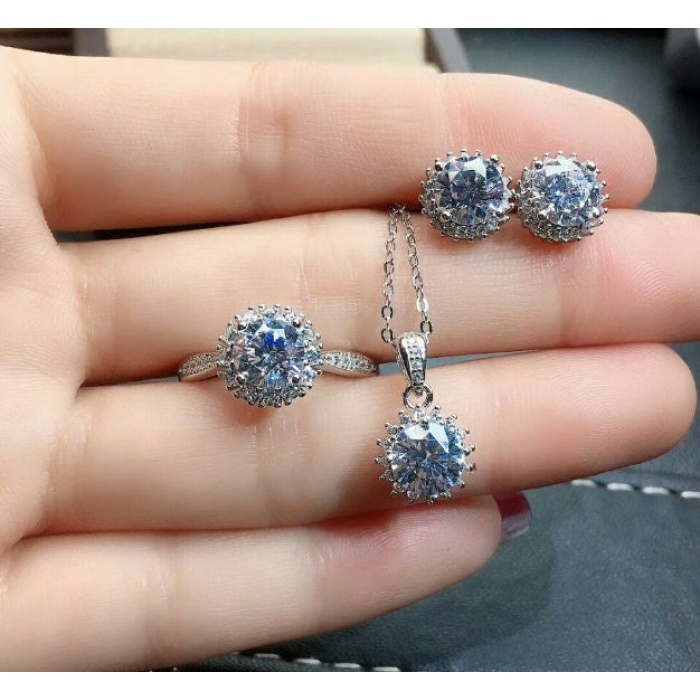 Natural Moissanite Jewelry Set, Engagement Ring, Moissanite Jewelry, Women Pendant, Moissanite Necklace, Luxury Pendant, Round Cut Stone | Save 33% - Rajasthan Living 8
