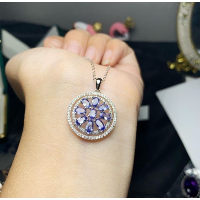 Natural Tanzanite Pendant, Engagement Pendent, Tanzanite Silver Pendent, Woman Pendant, Pendant Necklace, Luxury Pendent, Oval Cut Pendent | Save 33% - Rajasthan Living 8