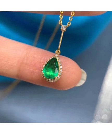 Natural Emerald Pendant, Engagement Pendent, Emerald Silver Pendent, Woman Pendant, Pendant Necklace, Luxury Pendent, Pear Cut Stone Pendent | Save 33% - Rajasthan Living