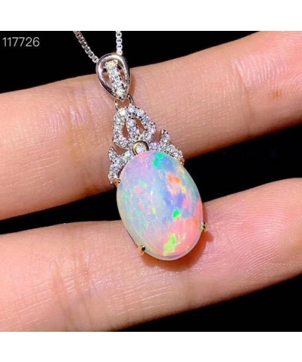 Natural Fire Opal Pendant, Engagement Pendent, Fire Opal Silver Pendent, Woman Pendant, Pendant Necklace, Luxury Pendent, Oval Pendent | Save 33% - Rajasthan Living 3