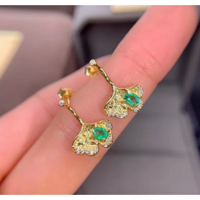 Natural Emerald Drop Earrings, 925 Sterling Silver, Emerald Earrings, Emerald Silver Earrings, Luxury Earrings, Oval Cut Stone Earrings | Save 33% - Rajasthan Living 8