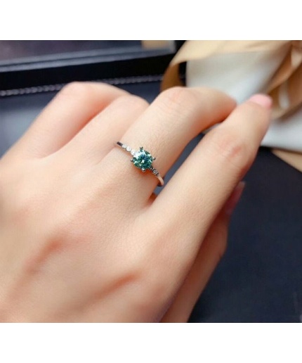Green Moissanite Ring, 925 Sterling Silver, 1ct Moissanite Ring, Engagement Ring, Wedding Ring, Luxury Ring, Ring/Band, Round Cut Ring | Save 33% - Rajasthan Living 3