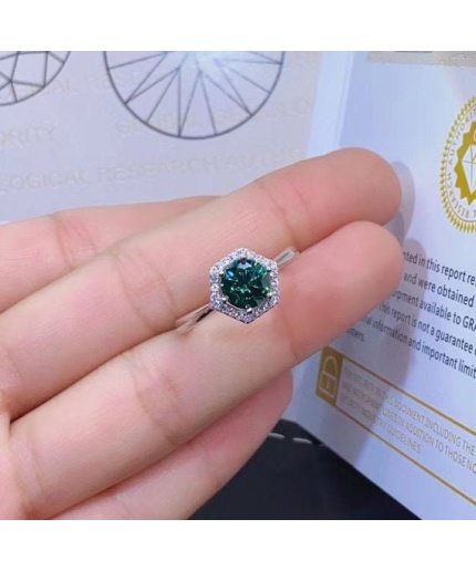 Green Moissanite Ring, 925 Sterling Silver, 1ct Moissanite Ring, Engagement Ring, Wedding Ring, Luxury Ring, Ring/Band, Round Cut Ring | Save 33% - Rajasthan Living