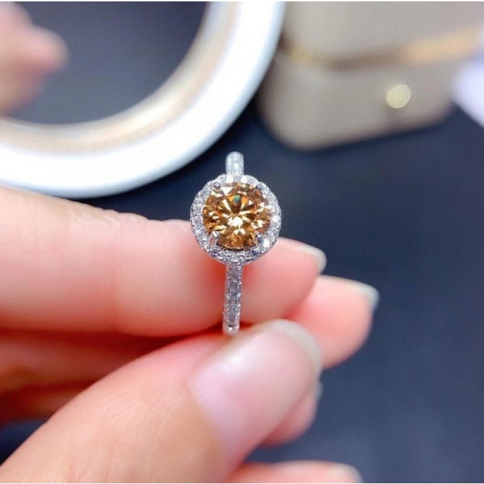 Yellow Moissanite Ring, 925 Sterling Silver, 1ct Moissanite Ring, Engagement Ring, Wedding Ring, Luxury Ring, Ring/Band, Round Cut Ring | Save 33% - Rajasthan Living 9