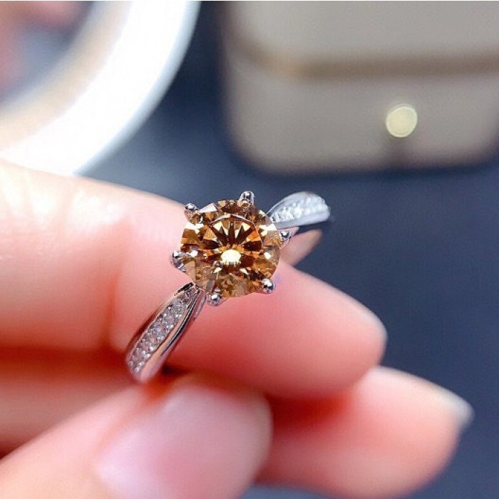 Yellow Moissanite Ring, 925 Sterling Silver, 1ct Moissanite Ring, Engagement Ring, Wedding Ring, Luxury Ring, Ring/Band, Round Cut Ring | Save 33% - Rajasthan Living 6