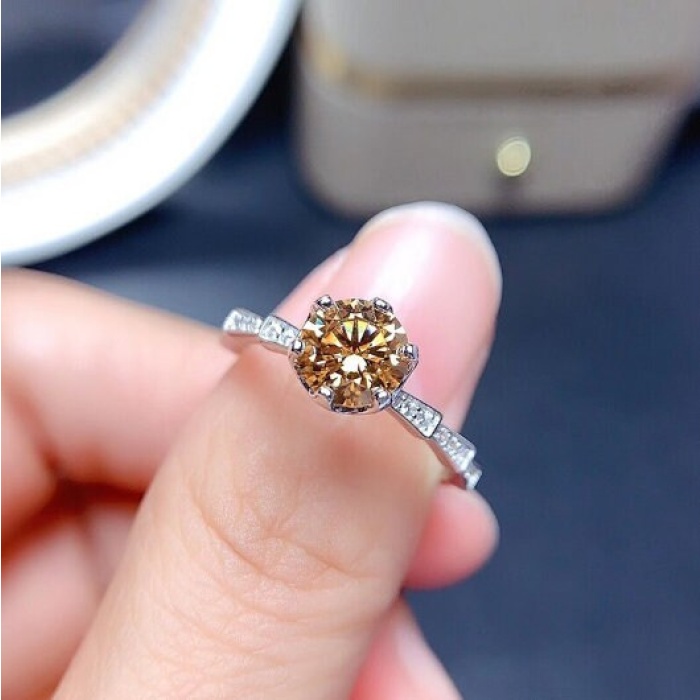 Yellow Moissanite Ring, 925 Sterling Silver, 1ct Moissanite Ring, Engagement Ring, Wedding Ring, Luxury Ring, Ring/Band, Round Cut Ring | Save 33% - Rajasthan Living 8