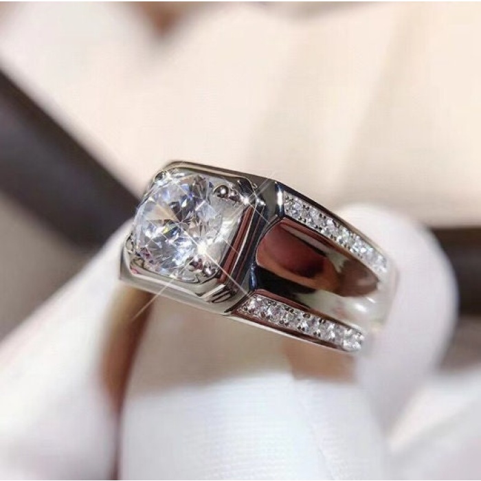 Moissanite Ring, 925 Sterling Silver, 2ct Moissanite Ring, Engagement Ring, Wedding Ring, Luxury Ring, Man’s Ring, Round Cut Ring | Save 33% - Rajasthan Living 6