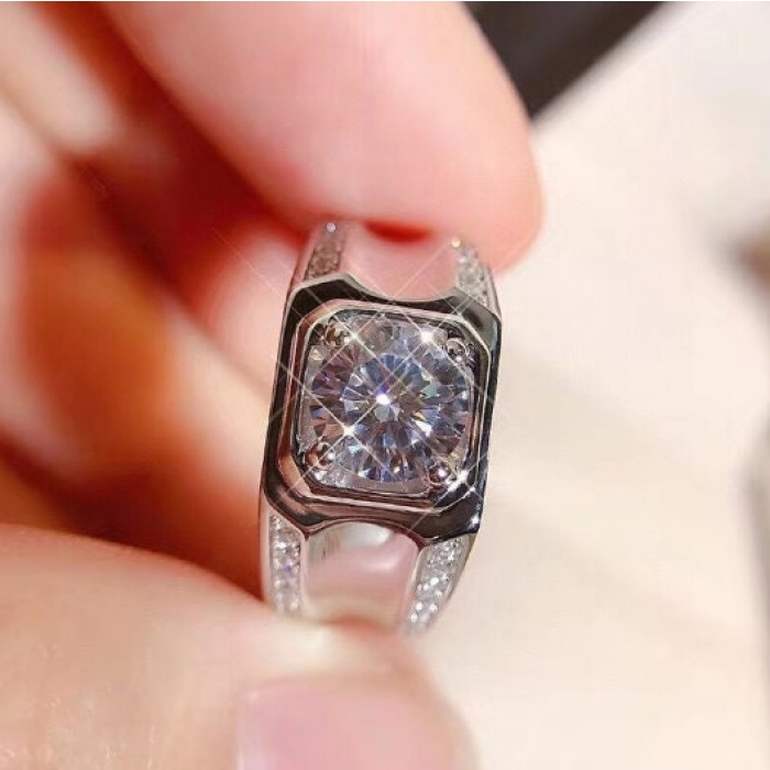 Moissanite Ring, 925 Sterling Silver, 2ct Moissanite Ring, Engagement Ring, Wedding Ring, Luxury Ring, Man’s Ring, Round Cut Ring | Save 33% - Rajasthan Living 8