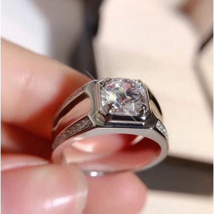 Moissanite Ring, 925 Sterling Silver, 2ct Moissanite Ring, Engagement Ring, Wedding Ring, Luxury Ring, Man’s Ring, Round Cut Ring | Save 33% - Rajasthan Living 5