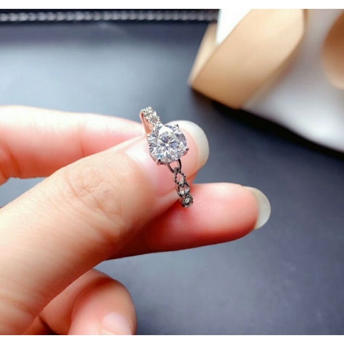 Moissanite Ring, 925 Sterling Silver, 1ct Moissanite Ring, Engagement Ring, Wedding Ring, Luxury Ring, Ring/Band, Round Cut Ring | Save 33% - Rajasthan Living 6