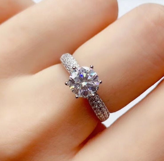 Moissanite Ring, 925 Sterling Silver, 1ct Moissanite Ring, Engagement Ring, Wedding Ring, Luxury Ring, Ring/Band, Round Cut Ring | Save 33% - Rajasthan Living 14