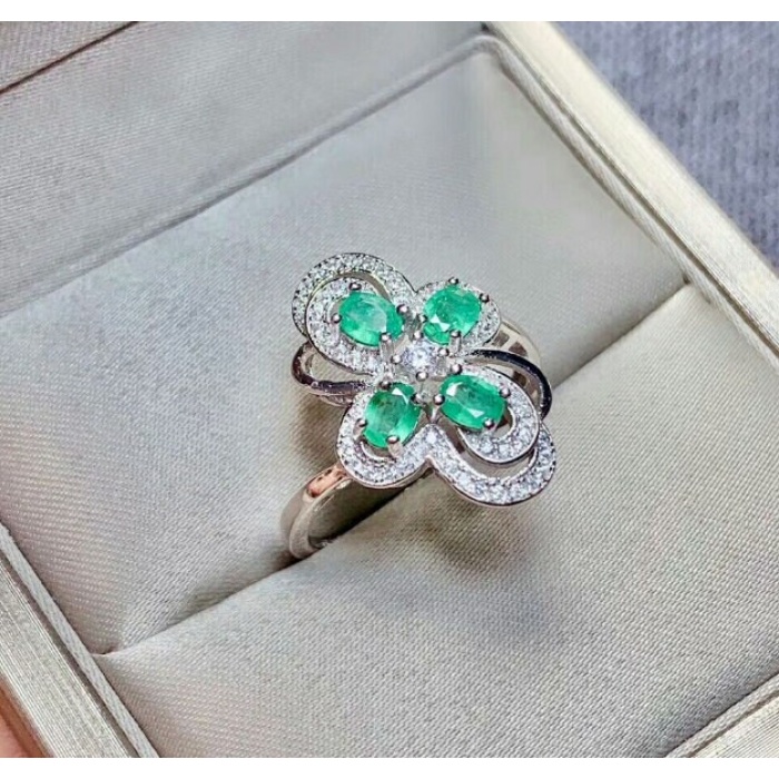Natural Emerald & Cubic Zirconia Woman Ring, 925 Steeling Silver, Emerald Ring, Statement Ring, Engagement and Wedding Ring | Save 33% - Rajasthan Living 8