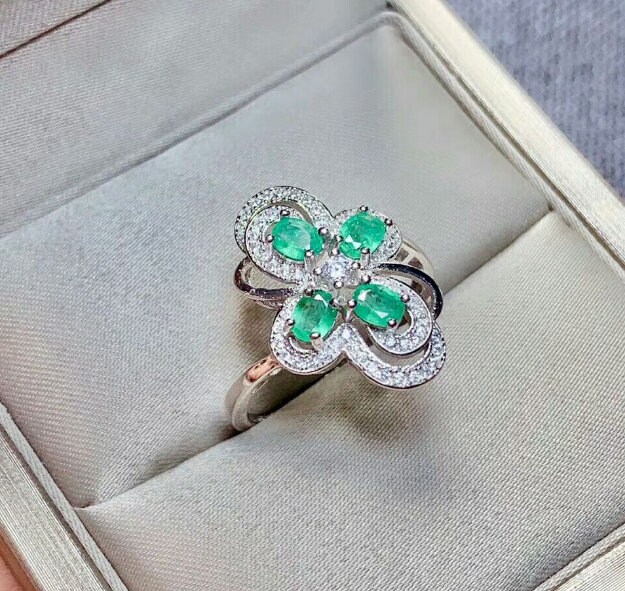 Natural Emerald & Cubic Zirconia Woman Ring, 925 Steeling Silver, Emerald Ring, Statement Ring, Engagement and Wedding Ring | Save 33% - Rajasthan Living 12