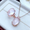 Natural Rose Quartz Jewelry Set, Engagement Ring, Rose Quartz Silver Pendent, Woman Pendant, Pendant Necklace, Luxury Ring, Oval Cabochon | Save 33% - Rajasthan Living 13