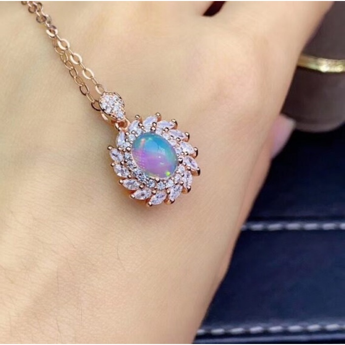 Natural Fire Opal Jewelry Set, Engagement Ring, Opal Jewellery Set,Woman Pendant, Opal Necklace, Luxury Pendant, Oval Cut Stone Pendent | Save 33% - Rajasthan Living 8