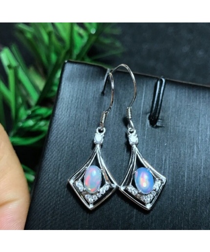 Natural Opal Drop Earrings, 925 Sterling Silver, Opal Drop Earrings, Earrings, Opal Earrings, Luxury Earrings, Oval Stone Earrings | Save 33% - Rajasthan Living 3