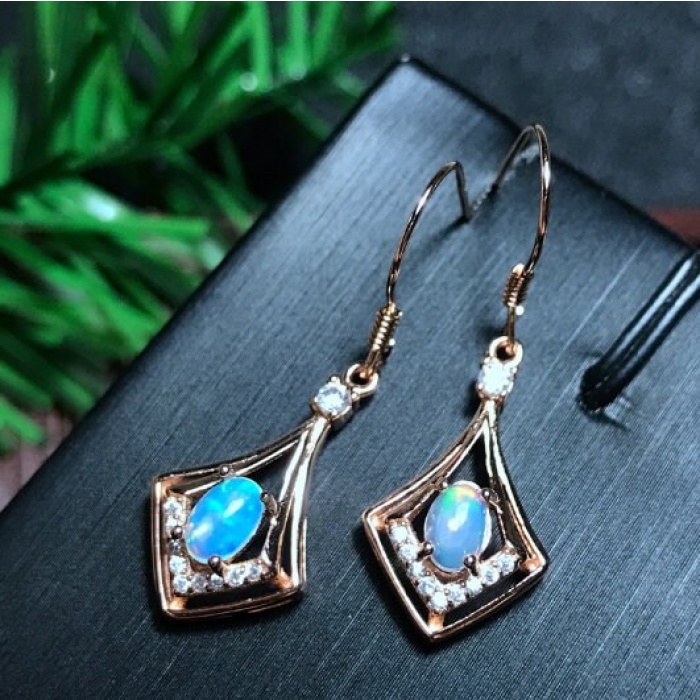 Natural Opal Drop Earrings, 925 Sterling Silver, Opal Drop Earrings, Earrings, Opal Earrings, Luxury Earrings, Oval Stone Earrings | Save 33% - Rajasthan Living 7