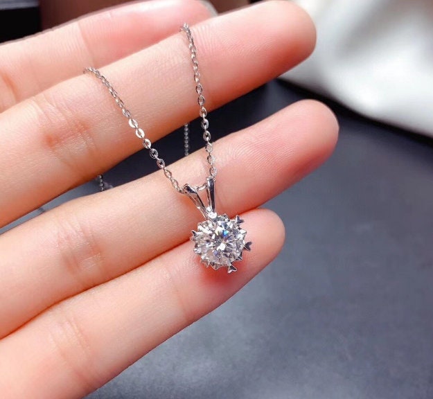 Natural Moissanite Jewelry Set, Engagement Ring, Moissanite Jewelry, Women Pendant, Moissanite Necklace, Luxury Pendant, Round Cut Stone | Save 33% - Rajasthan Living 16