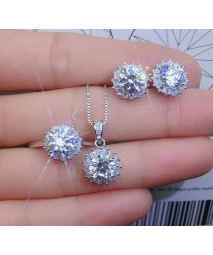 Natural Moissanite Jewelry Set, Engagement Ring, Moissanite Jewelry, Women Pendant, Moissanite Necklace, Luxury Pendant, Round Cut Stone | Save 33% - Rajasthan Living 3