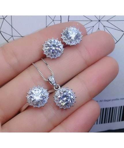 Natural Moissanite Jewelry Set, Engagement Ring, Moissanite Jewelry, Women Pendant, Moissanite Necklace, Luxury Pendant, Round Cut Stone | Save 33% - Rajasthan Living