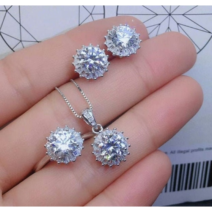 Natural Moissanite Jewelry Set, Engagement Ring, Moissanite Jewelry, Women Pendant, Moissanite Necklace, Luxury Pendant, Round Cut Stone | Save 33% - Rajasthan Living 5