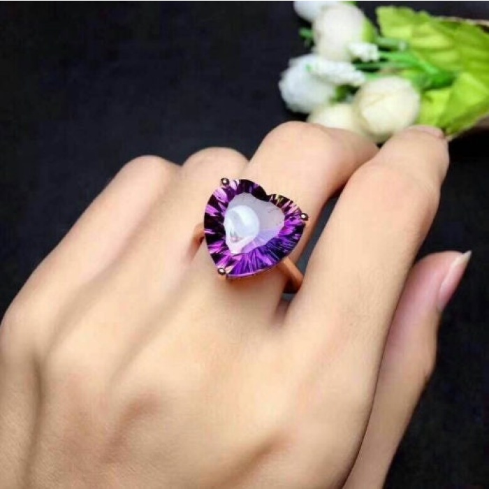 Natural Amethyst Ring, 925 Sterling Silver, Amethyst Engagement Ring, Amethyst Ring, Wedding Ring, Luxury Ring, Ring/Band, Heart Cut Ring | Save 33% - Rajasthan Living 8