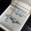 Natural Blue Topaz Jewelry Set, Engagement Ring, Blue Topaz Jewelry Set, Woman Pendant, Topaz Necklace, Luxury Pendant, Oval Cut Stone | Save 33% - Rajasthan Living 9