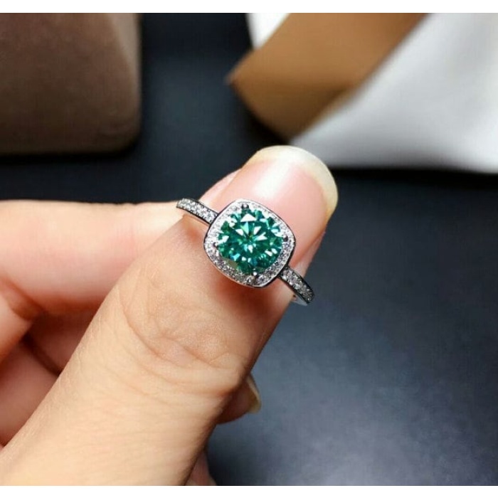 Green Moissanite Ring, 925 Sterling Silver, 1ct Moissanite Ring, Engagement Ring, Wedding Ring, Luxury Ring, Ring/Band, Round Cut Ring | Save 33% - Rajasthan Living 8