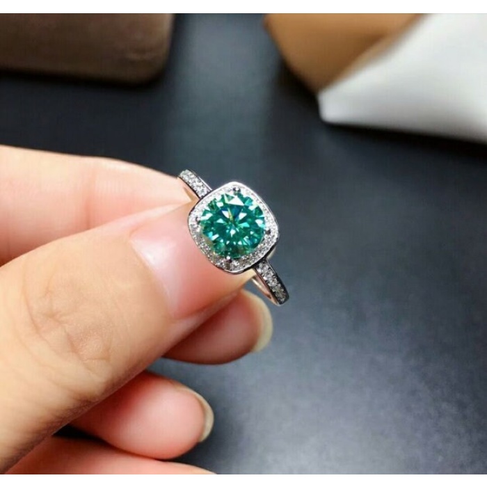 Green Moissanite Ring, 925 Sterling Silver, 1ct Moissanite Ring, Engagement Ring, Wedding Ring, Luxury Ring, Ring/Band, Round Cut Ring | Save 33% - Rajasthan Living 9