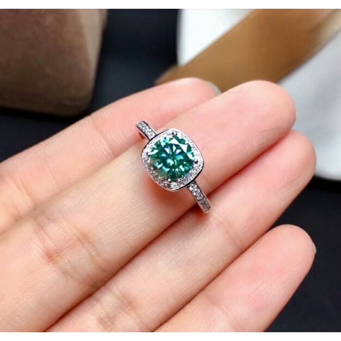 Green Moissanite Ring, 925 Sterling Silver, 1ct Moissanite Ring, Engagement Ring, Wedding Ring, Luxury Ring, Ring/Band, Round Cut Ring | Save 33% - Rajasthan Living 10
