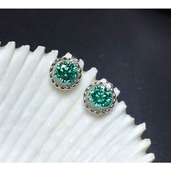Green Moissanite Stud Earrings, 925 Sterling Silver, Stud Earrings, Green Moissanite Earrings, Luxury Earrings, Round Cut Stone Earrings | Save 33% - Rajasthan Living 7
